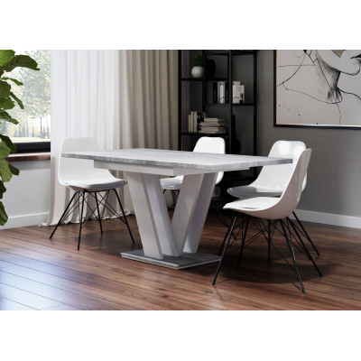 MAEL kinyitható étkezőasztal - fehér / beton