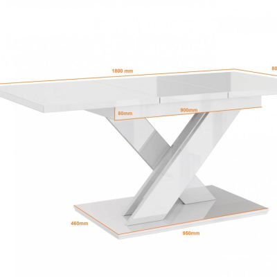 PEPAX kinyitható étkezőasztal - fehér / beton