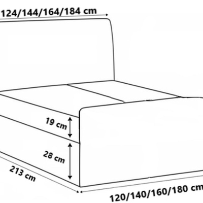 LOLA ágy matraccal és ágyráccsal - 180x200, fekete + INGYENES topper