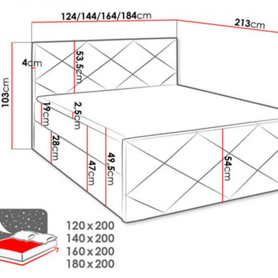 HALKA ágy matraccal és ágyráccsal - 160x200, fekete ökobőr + INGYENES topper