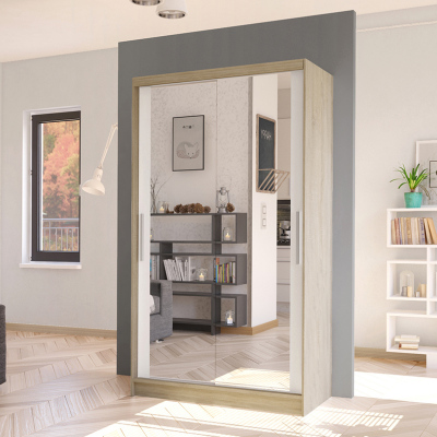 Modern BRUNO 7 ruhásszekrény - szélesség 100 cm, sonoma tölgy / fehér
