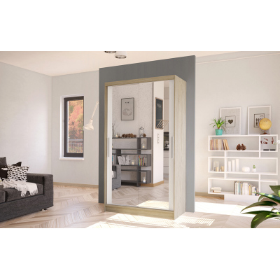 Modern BRUNO 7 ruhásszekrény - szélesség 100 cm, sonoma tölgy / fehér