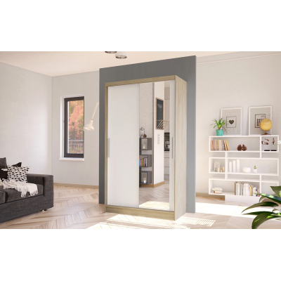 BRUNO 6 modern gardróbszekrény - 100 cm széles, sonoma tölgy / fehér