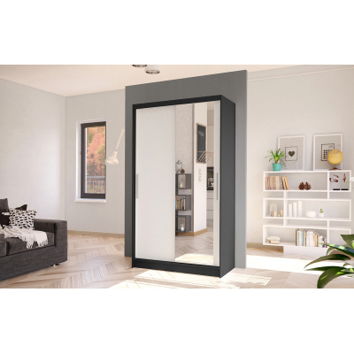 Modern BRUNO 6 ruhásszekrény - szélesség 100 cm, fekete / fehér