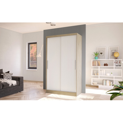 BRUNO 1 modern gardróbszekrény - 100 cm széles, sonoma tölgy / fehér