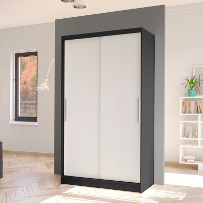 Modern BRUNO 1 ruhásszekrény - szélesség 100 cm, fekete / fehér