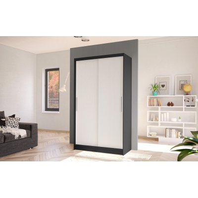 Modern BRUNO 1 ruhásszekrény - szélesség 100 cm, fekete / fehér