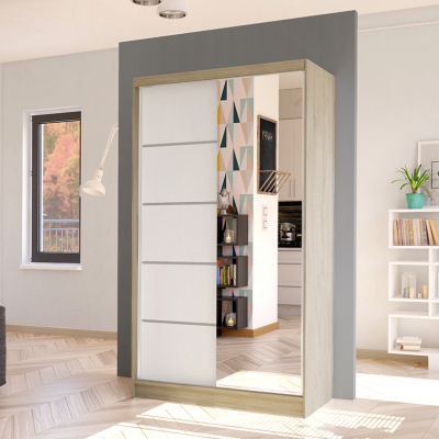 Elegáns ARINI 3 gardróbszekrény - szélesség 100 cm, sonoma tölgy / fehér