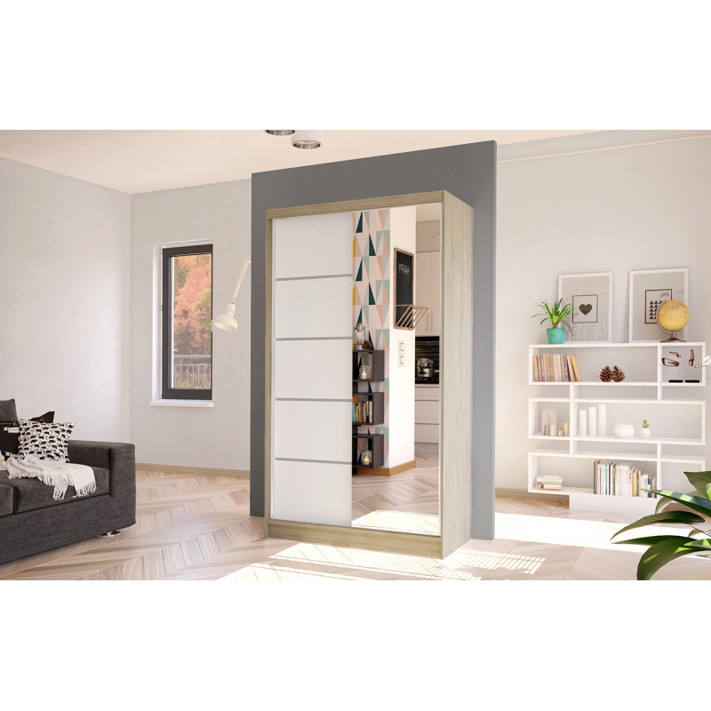 Elegáns ARINI 3 gardróbszekrény - szélesség 100 cm, sonoma tölgy / fehér
