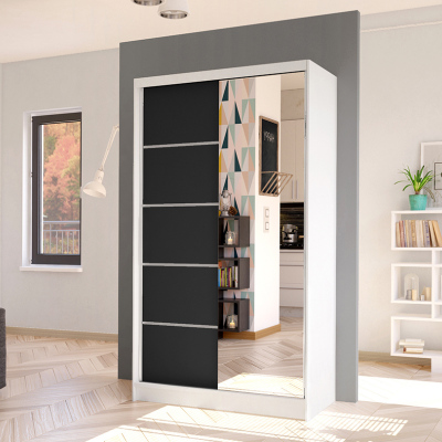 Elegáns ARINI 3 gardróbszekrény - szélesség 100 cm, fehér / fekete