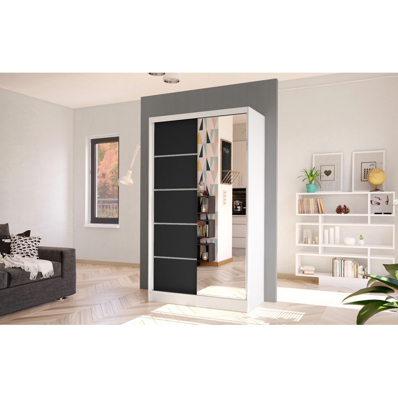 Elegáns ARINI 3 gardróbszekrény - szélesség 100 cm, fehér / fekete