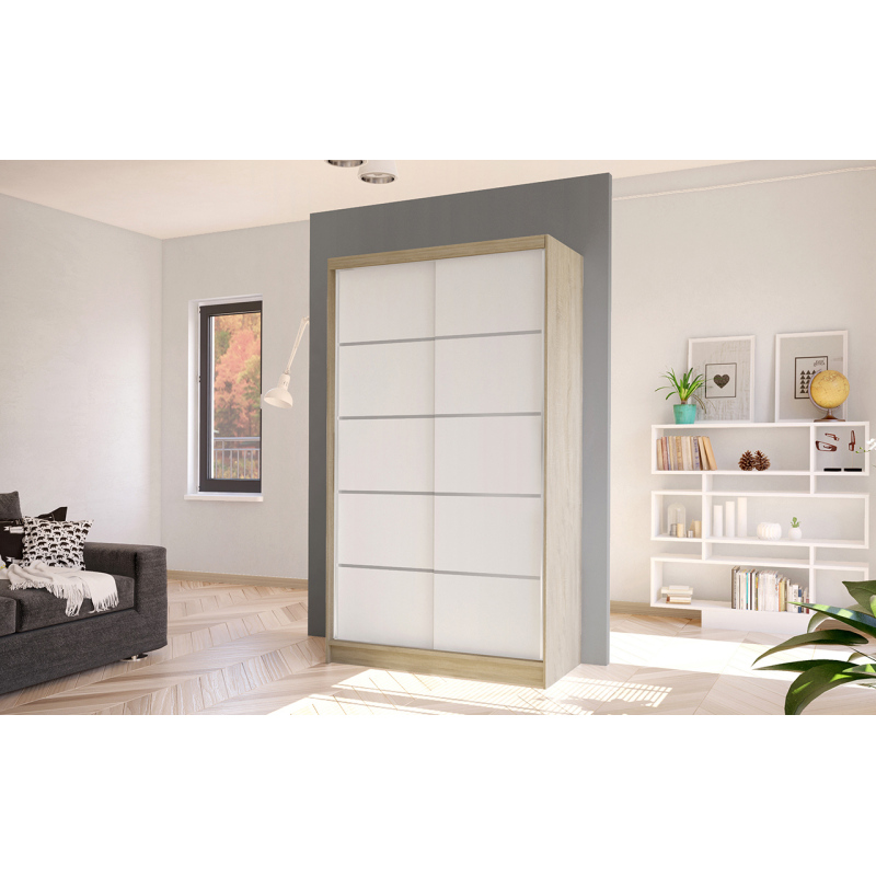 Elegáns ARINI 4 gardróbszekrény - szélesség 100 cm, sonoma tölgy / fehér