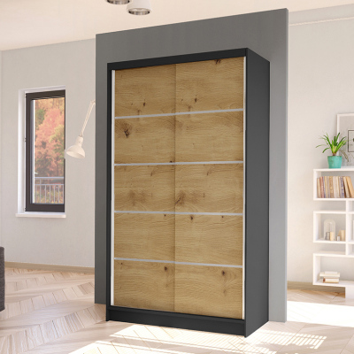 Elegáns ARINI 4 gardróbszekrény - szélesség 100 cm, fekete / artisan tölgy