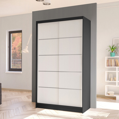 Elegáns ARINI 4 gardróbszekrény - szélesség 100 cm, fehér / fekete