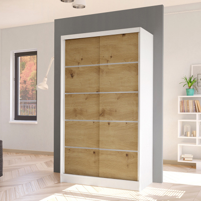 Elegáns ARINI 4 gardróbszekrény - szélesség 100 cm, fehér / artisan tölgy