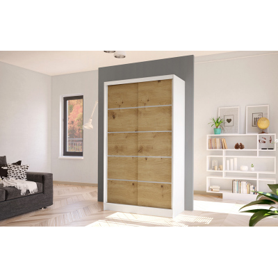 Elegáns ARINI 4 gardróbszekrény - szélesség 100 cm, fehér / artisan tölgy