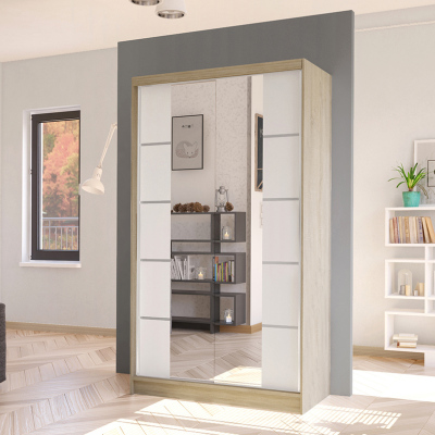 Elegáns ARINI 5 gardróbszekrény - szélesség 100 cm, sonoma tölgy / fehér