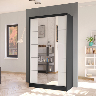 Elegáns ARINI 5 ruhásszekrény - szélesség 100 cm, fekete / fehér