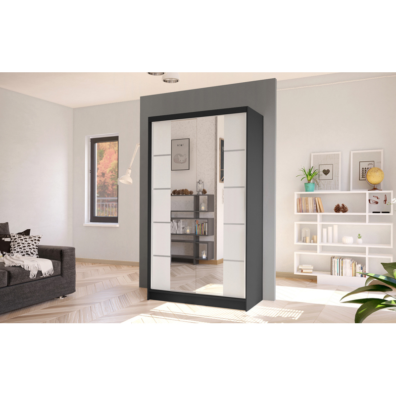 Elegáns ARINI 5 ruhásszekrény - szélesség 100 cm, fekete / fehér