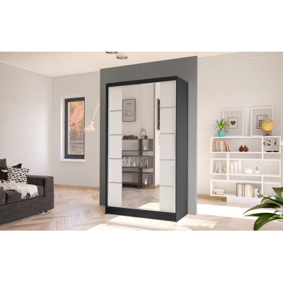 Elegáns ARINI 5 ruhásszekrény - szélesség 100 cm, fekete / fehér