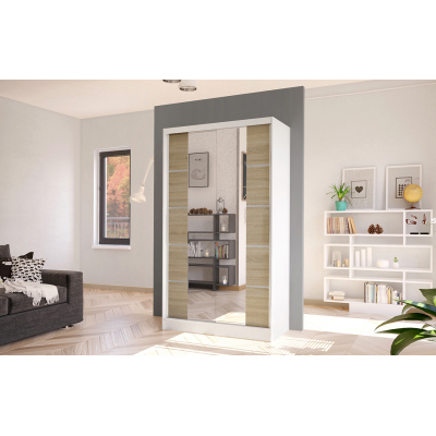 Elegáns ARINI 5 gardróbszekrény - szélesség 100 cm, fehér / sonoma tölgy