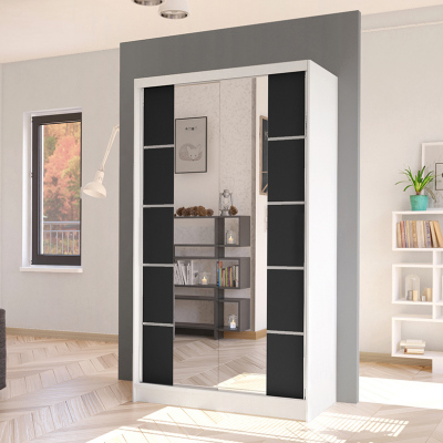 Elegáns ARINI 5 ruhásszekrény - szélesség 100 cm, fehér / fekete