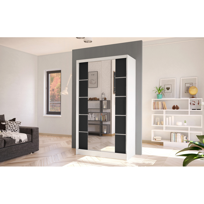 Elegáns ARINI 5 ruhásszekrény - szélesség 100 cm, fehér / fekete