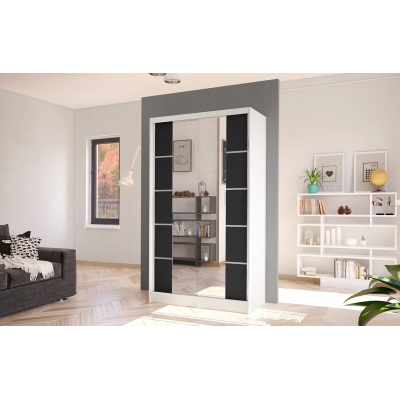 Elegáns ARINI 5 ruhásszekrény - szélesség 100 cm, fehér / fekete