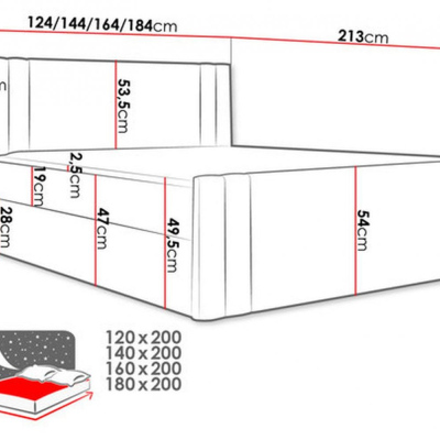 CELESTA boxspring ágy - 200x200, rózsaszín + INGYENES topper