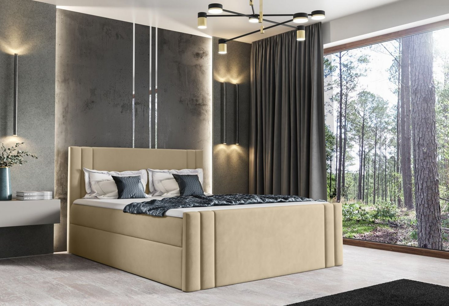 CELESTA boxspring ágy 180x200 - bézs + INGYENES topper