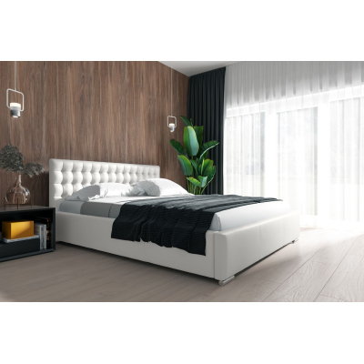 NATAL stílusos ágy tárolóhellyel 120x200 - fehér ökobőr