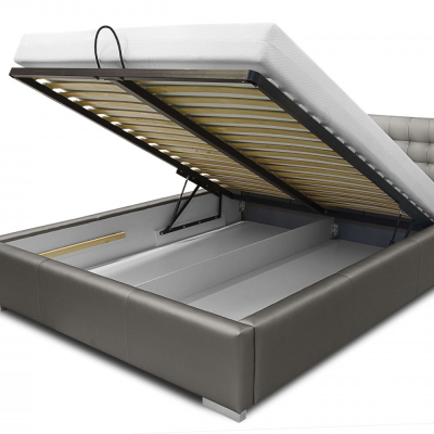 NATAL stílusos ágy tárolóhellyel 120x200 - fehér ökobőr