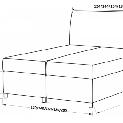 FIZA dizájnér ágy - 200x200, krémszín + INGYENES topper