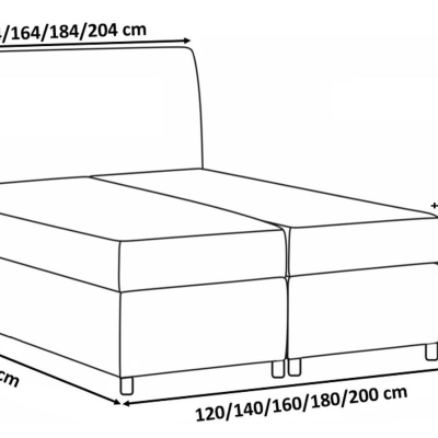 BESSIE boxspring ágy - 120x200, fehér + INGYENES topper