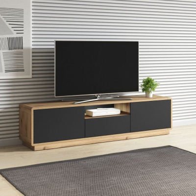 NIKET TV állvány 180 cm - Tölgyfa bika / fekete