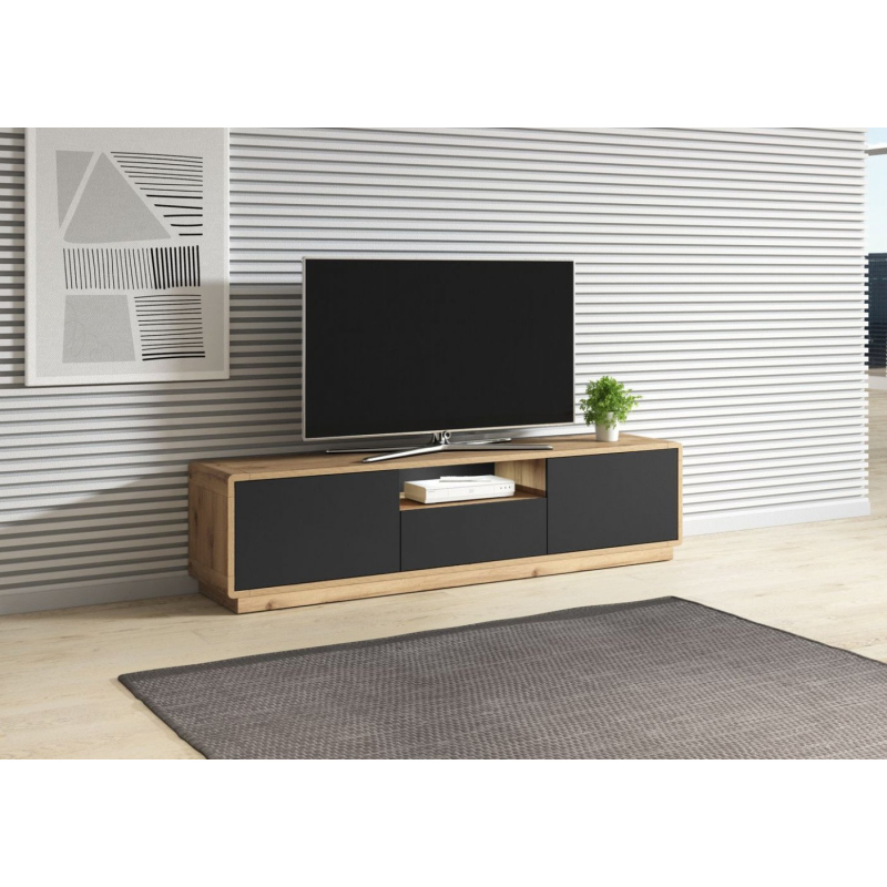 NIKET TV állvány 180 cm - Tölgyfa bika / fekete