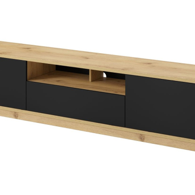 TV állvány 200 cm NIKET - Tölgyfa Bika / fekete
