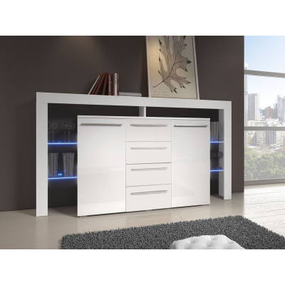 Kombinált fiókos szekrény LED világítással CLANE 1 - fehér / fényes fehér