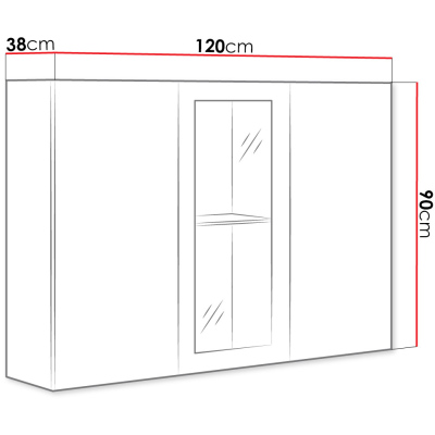 ASHTON üveges komód RGB LED világítással - fekete / fényes fekete