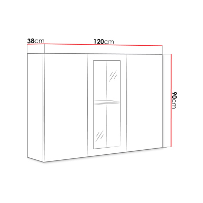 ASHTON üveges komód RGB LED világítással - fekete / fényes fekete