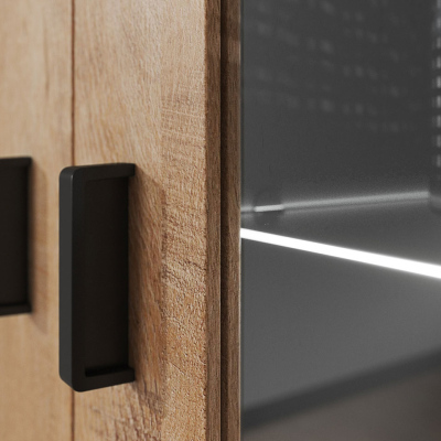 KARA üveges komód RGB LED világítással - fekete / fénye fekete