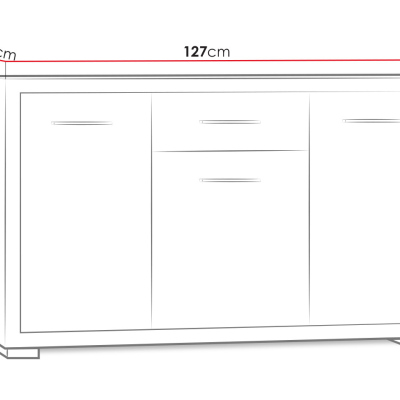 ITUNI kombinált komód - 127 cm széles, sötét santana tölgy