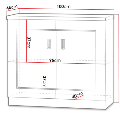 MERLO polcos komód - 100 cm széles, lefkas tölgy