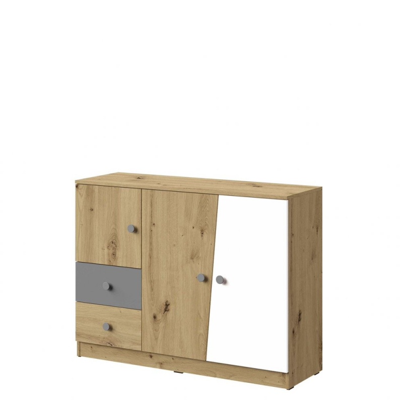 CHIMA 2 kombinált fiókos komód - artisan tölgy / fehér / szürke