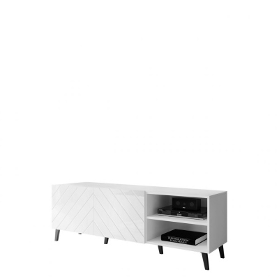 TV-állvány 150 cm BERMEJO - fehér / fényes fehér