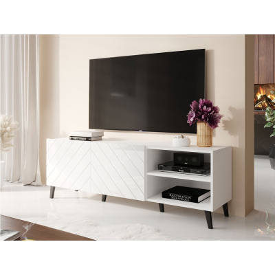 TV-állvány 150 cm BERMEJO - fehér / fényes fehér