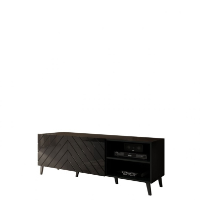 TV állvány 150 cm BERMEJO - fekete / fényes fekete
