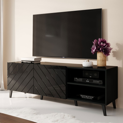 TV állvány 150 cm BERMEJO - fekete / fényes fekete