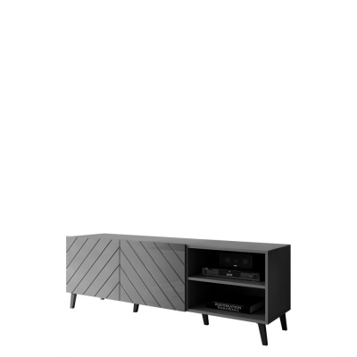 TV állvány 150 cm BERMEJO - grafitszürke / fényes grafitszürke