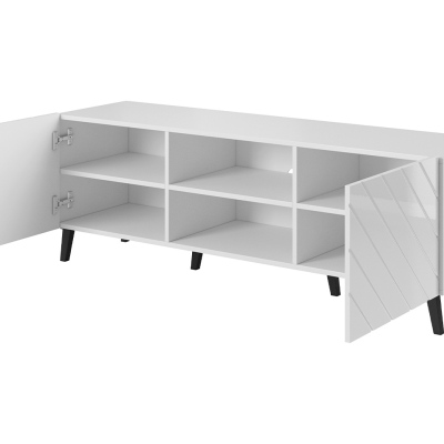 TV-állvány 150 cm BERMEJO - fehér / fényes fehér